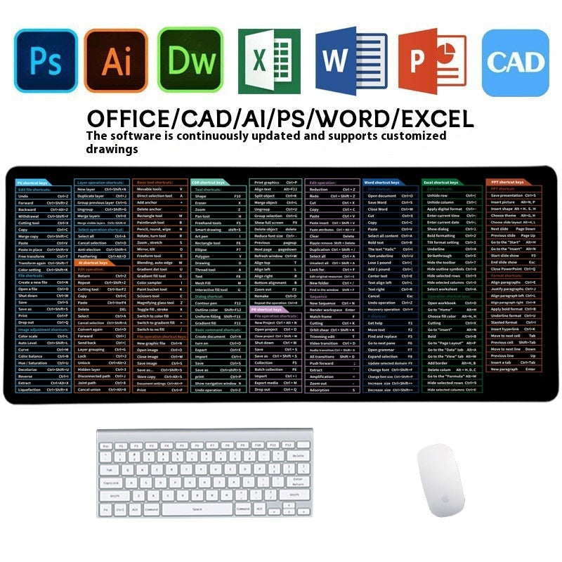 desialy™ Mouse Pad EXCEL/WORD/PS/CAD/OFFICE Shortcuts