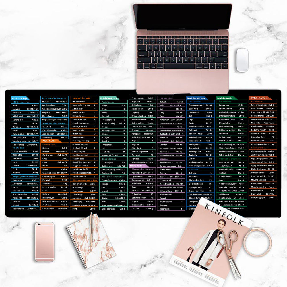 desialy™ Mouse Pad EXCEL/WORD/PS/CAD/OFFICE Shortcuts