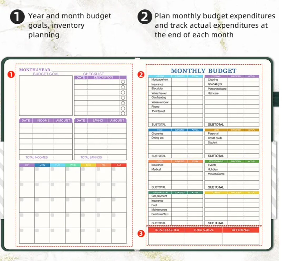 desialy™ Budget Planner Expenses Tracker Booklet